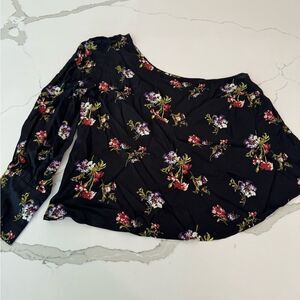One sleeve off the shoulder rayon blouse